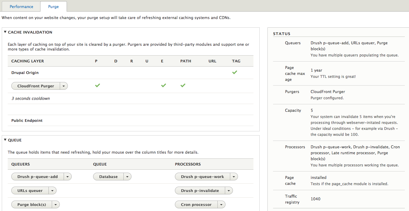 Purge module configuration